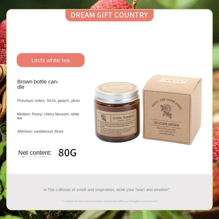1pc Cawan Kaca Coklat Lilin Aromaterapi Lilin wangi tanpa asap Sesuai untuk Hiasan Rumah Hadiah Hari Kekasih Hari Lahir