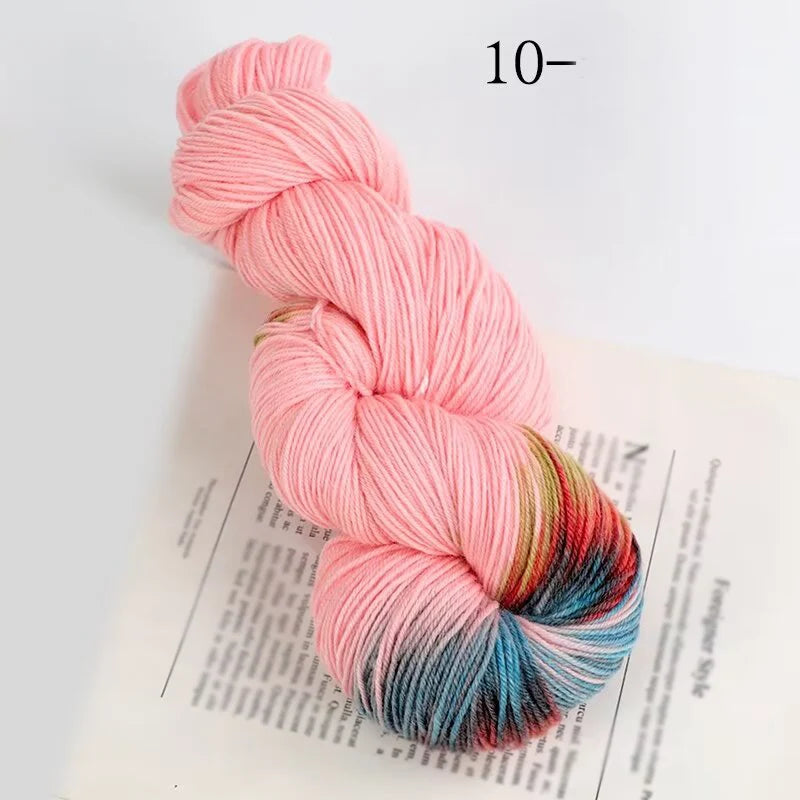 250g Rendering Segment Dyed with Colorful Wool Yarn, Colorful Rainbow Thread, Hand Woven Sweater, Scarf, Hat, Glove Yarn