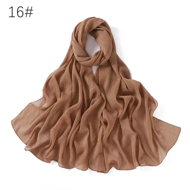 Selendang Lurex Biasa Selendang Berkilauan Berkilauan Wanita Muslimah Hijab Wanita Berkualiti Tinggi Bungkus Mencuri Kedutan Rhinestone Scarves Stoles