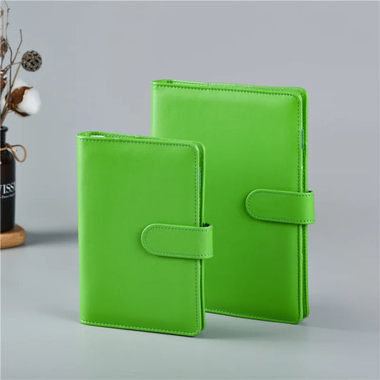 Pengikat Cincin A5 Warna Macaron PU Klip-on Buku Nota Kulit Daun Longgar Penutup Buku Nota Buku Nota Jurnal Alat Tulis Kawaii