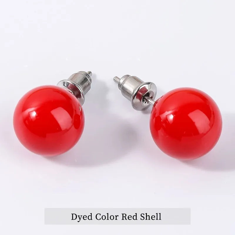 Change Better Natural Stone Amethyst Tiger Eye Agate Round Beads Earring Women Fashion Simple Stainless Steel Crystal Ear Studs