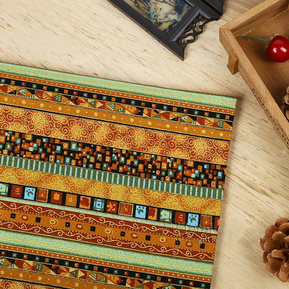 Ethnic Style Cotton Linen Bronzing Fabric Household Textile Sewing Tablecloth Sofa Dress Cushion Curtain Pillowcase Bag Material