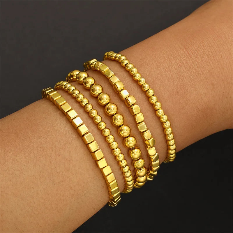 6Pcs/Set Fashion Thick Chain Link Bracelets Set For Women Gold Color Silver Color Metal Snake Chain Twist Bracelet Punk Jewelry