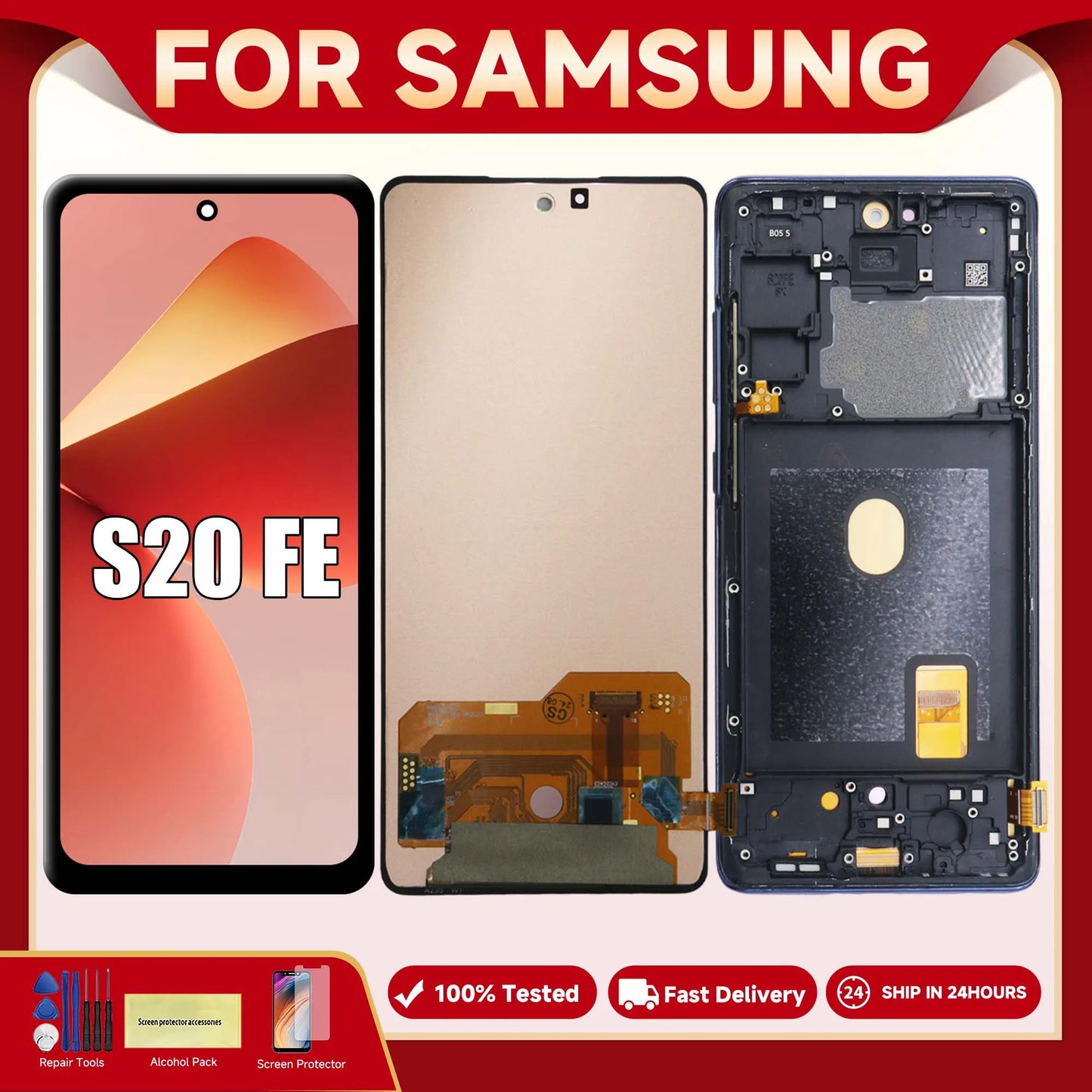 S20 FE untuk Samsung 6.5'' untuk AMOLED G780 G780F G780F/DSM G780G Paparan LCD Penggantian Pemasangan Digitizer Skrin Sentuh