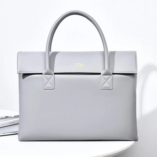 Beg Komputer Riba Permulaan Tersuai Kapasiti Besar PU Kulit Beg Tangan Pelajar Pejabat Perniagaan Fesyen Beg Tangan Komputer Buku Nota Ringkas