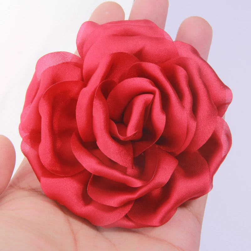 9cm Handmade Artificial Satin Peony Flower for Hairpin Clip Apparel Headwear DIY Accessories DIY rosette Fabric Silk organza