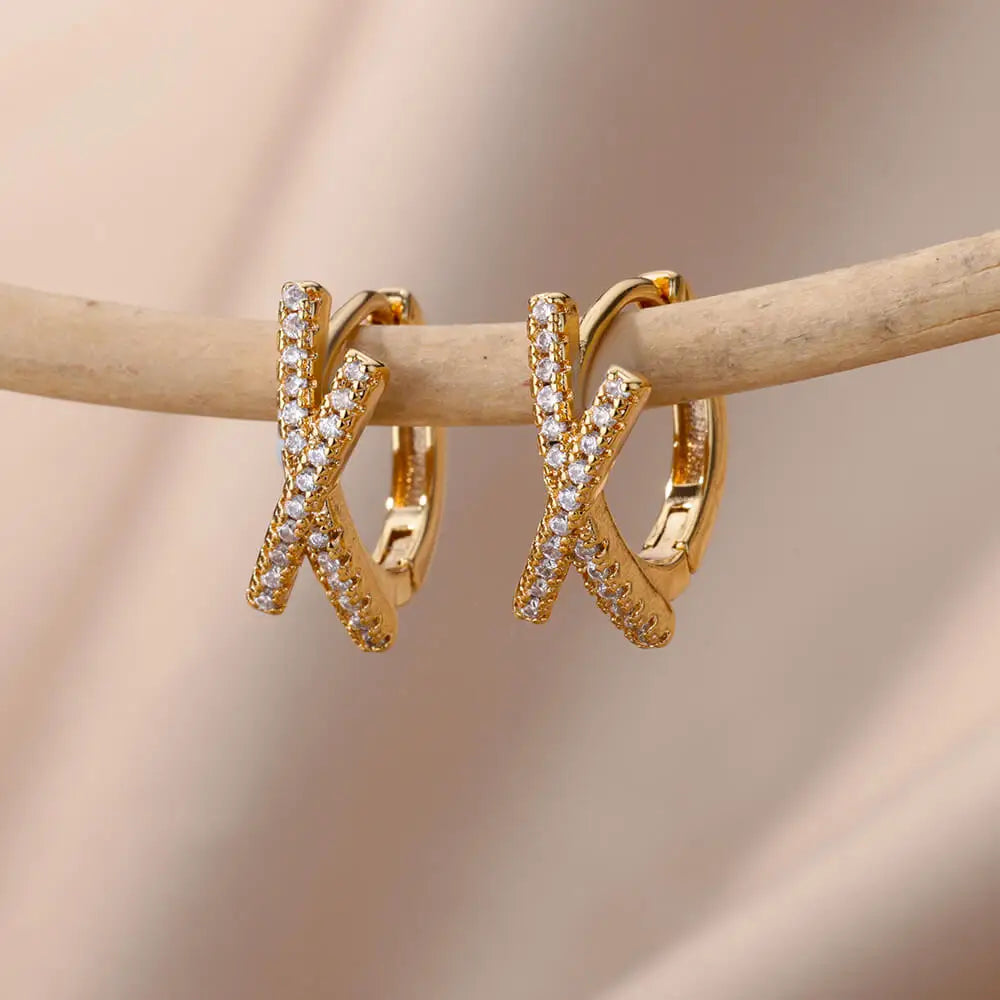 Fashion Zircon Circle Drop Earring For Women Stainless Steel Gold Color Round Pendant Dangle Earring Jewelry Gift Brincos Bijoux