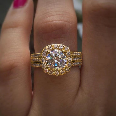 Cincin Wanita Bergaya Huitan dengan Cincin Pertunangan Mewah Cubic Zirconia Cemerlang Barang Kemas Fesyen Pesta Perkahwinan Penghantaran Drop