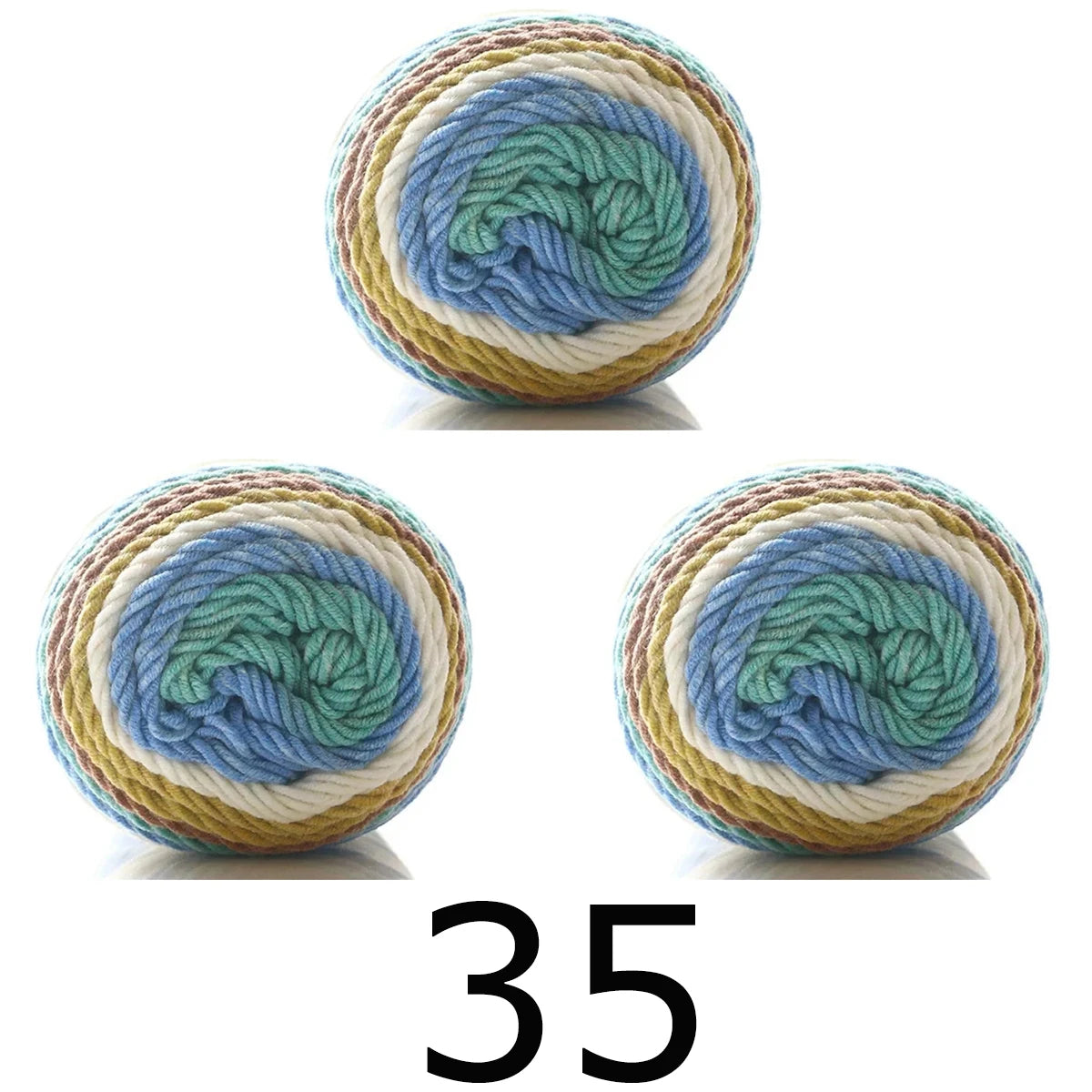 3pcsX100g Benang Pelangi 5 Segmen Helai Benang Dicelup Buatan Tangan DIY Benang Rajutan untuk Topi Sweater Selendang Sofa Kusyen Benang Kek 193M