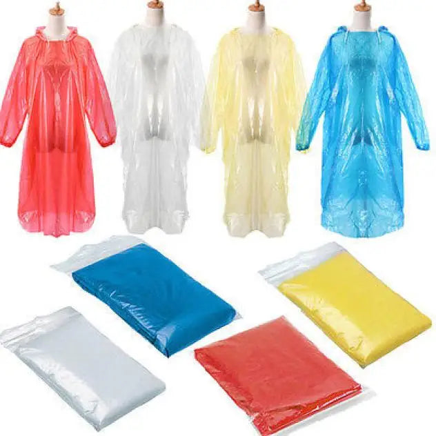 1-100Pcs Baju Hujan Pakai Pakai Kot Hujan Kalis Air Kecemasan Dewasa Kembara Berkhemah Ponco Hood Baju Hujan Luar Perjalanan Pakaian Hujan