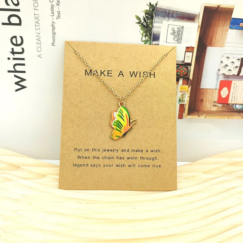 Wu's 2022 New Creative Simple Fashion NecklaceTemperament Cute LadiesNecklace Jewelry Retro Multicolor Butterfly Necklace