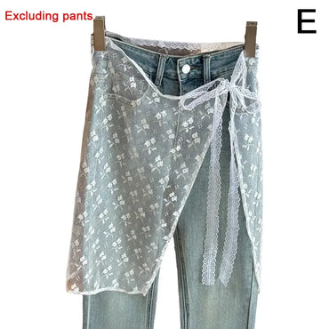 INS Blogger Skirt Kasa Berlapis Lace Y2k Streetwear Apron Balut Skirt Lace Up Seluar Padanan Gadis Pedas Susun Y2k Skirt Balut