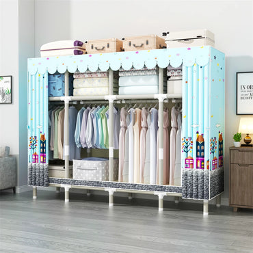 LEEGOHOME Wardrobe 205x45x170cm 26mm Painted Alloy Steel Pipe ABS Interface Wholesale Purchasing Cloth Wardrobe 5-7Days Delivery