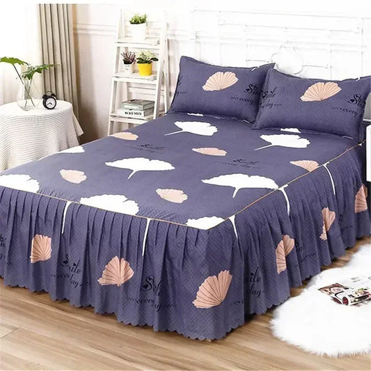 3PCS/Set Bed Sheet Set Flower Bedspread - Non-Slip Bed Dress Sheet for King/Queen Size 1.5M/1.8M/2M Beds Soft Home Bedding Cover