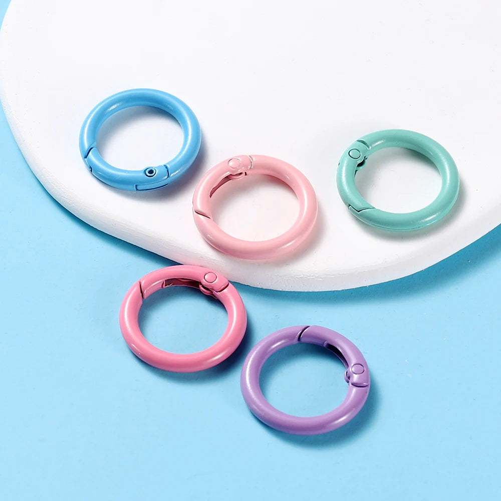 5Pcs/Lot 21 Colors Metal O Ring Spring Clasp Openable Round Carabiner Keychain Clips Hook Dog Chain DIY Jewelry Buckle Connector