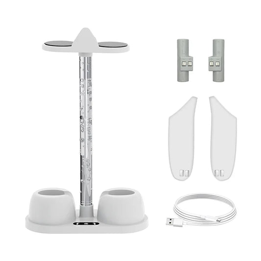 Dok Pengecasan Dipertingkatkan dengan Lampu LED untuk Oculus Quest 3 Pendirian Paparan Alat Dengar Pemegang Peralatan VR Pendirian Paparan Pendirian Pengecasan