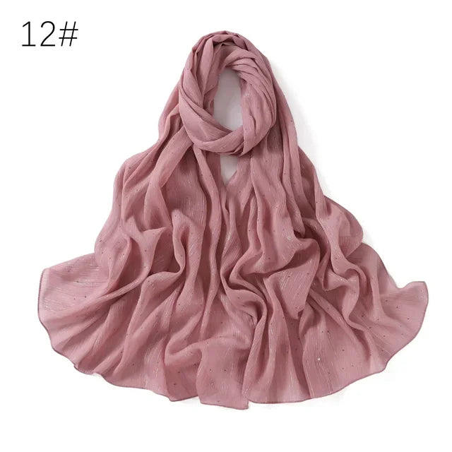 Selendang Lurex Biasa Selendang Berkilauan Berkilauan Wanita Muslimah Hijab Wanita Berkualiti Tinggi Bungkus Mencuri Kedutan Rhinestone Scarves Stoles