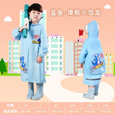 Cute Kids Waterproof Rain Coat PVC Children's Raincoat With Schoolbag Position Rain Poncho Rain Coat Jacket Student RainWear