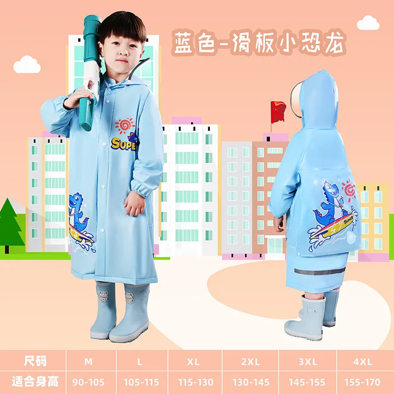 Kanak-kanak Comel Kot Hujan Kalis Air PVC Baju Hujan Kanak-Kanak Dengan Kedudukan Beg Sekolah Rain Ponco Jaket Hujan Kot Hujan Pelajar Pakaian Hujan