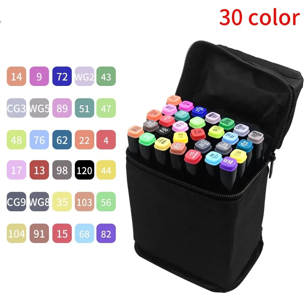 40/30/24/18 Colors Alcohol Marker Single Art Markers Brush Pen Sketch Based Markers Dual Head Manga Drawing Pens Art Supplies