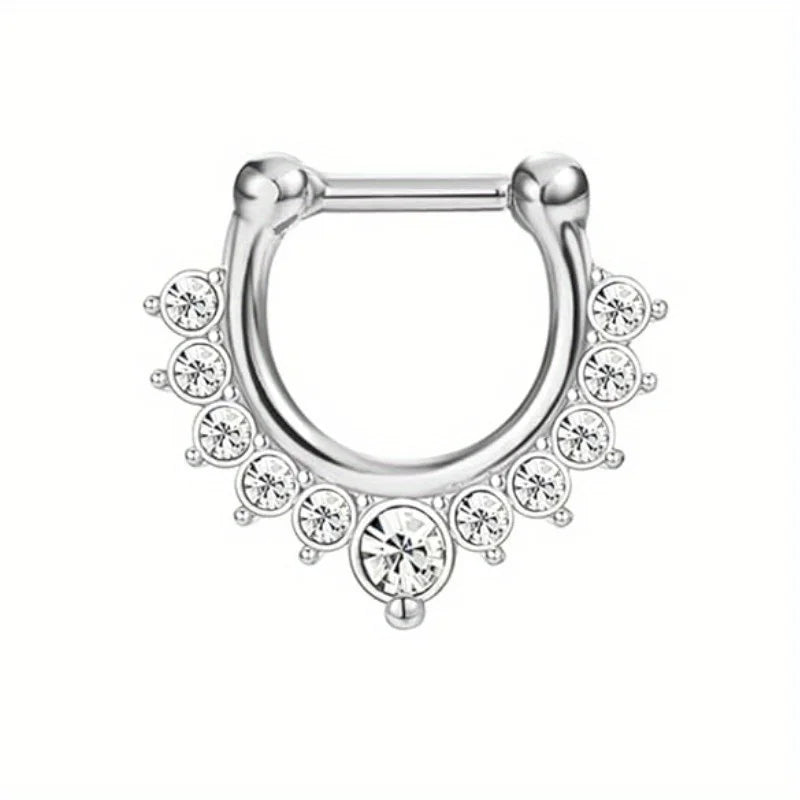 CASSIECA 1Pc Surgical Steel Septum Rings 16G Clicker Nose Rings Hoops Small Cartilage Helix Daith Piercing Jewelry for Women Men