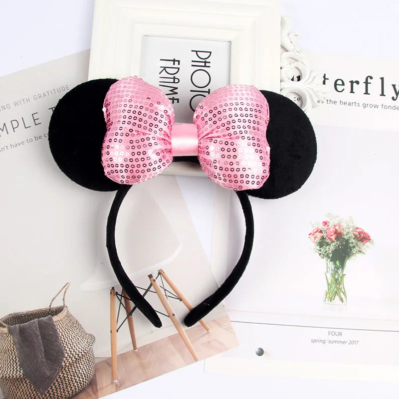Cartoon Anime Mouse Ears Headband for Women Men Hair Accessories Cute Mouse Elasticity Bow Headdress Toys Childrens Xmas Gifts