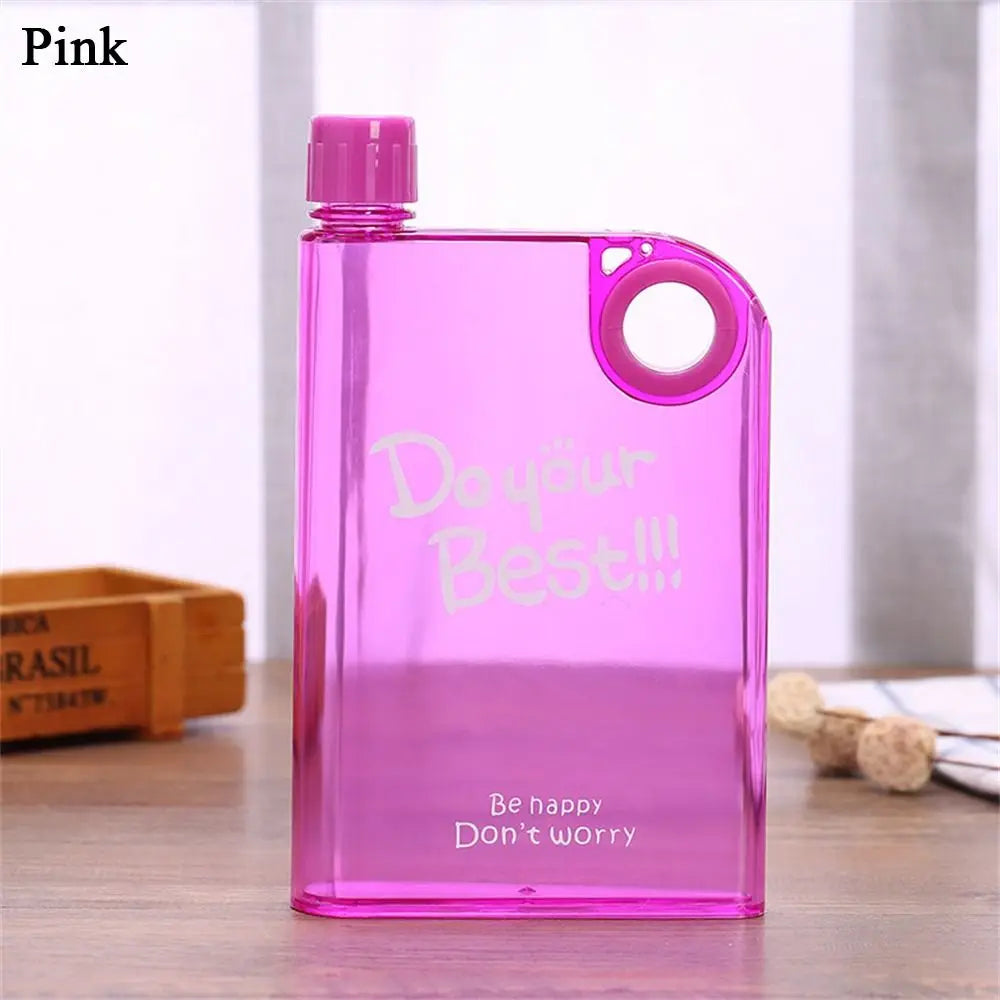 380ML Transparent Flat Water Bottle Plastic Travel Bicycle Drinking Juice Cup Reusable Portable Bottles BPA Free Sport Bottle
