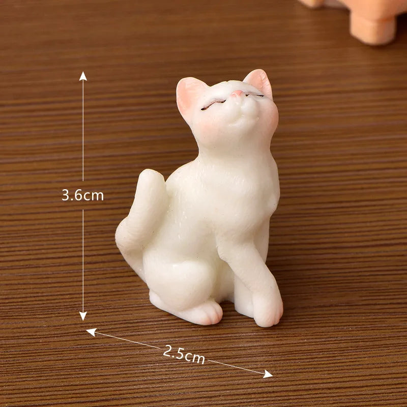 1pcs Resin Kucing Hiasan Anak Kucing Patung Haiwan Miniatur Taman Peri Hiasan Rumah Anak Patung DIY Mikro Landskap Hiasan Rumah