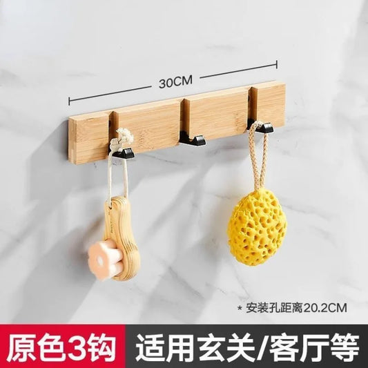 3&5 Hooks Hallway Hangers Luxury Creative Wooden Invisible Door Row Hook Foldable Clothes Bag Key Hanging Hook