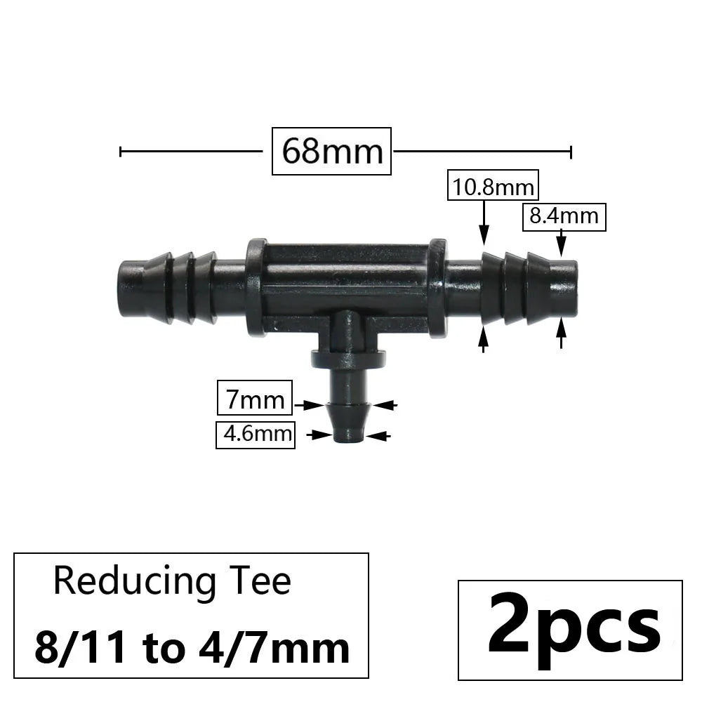 3/8" 8mm Penyambung Hos Taman 8/11 Hingga 4/7 3/5mm Pengurangan Hos Pemisah Air Tee Siku Hujung Palam Titisan Sistem Pengairan