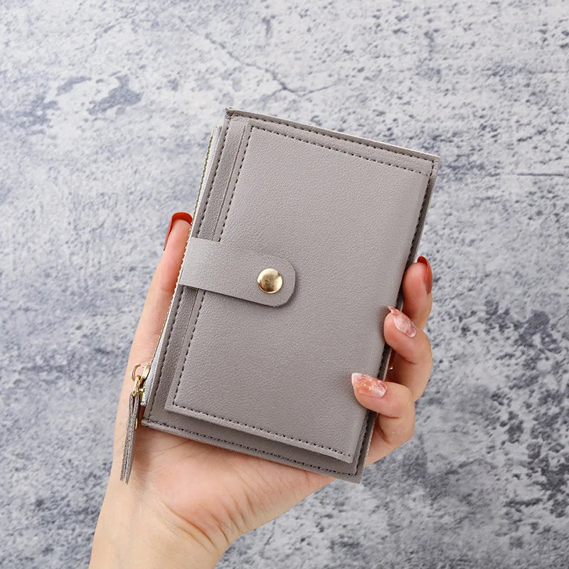 Women Wallets PU Leather Female Purse Mini Hasp Solid Multi-Cards Holder Coin Short Wallets Slim Small Wallet Zipper Hasp