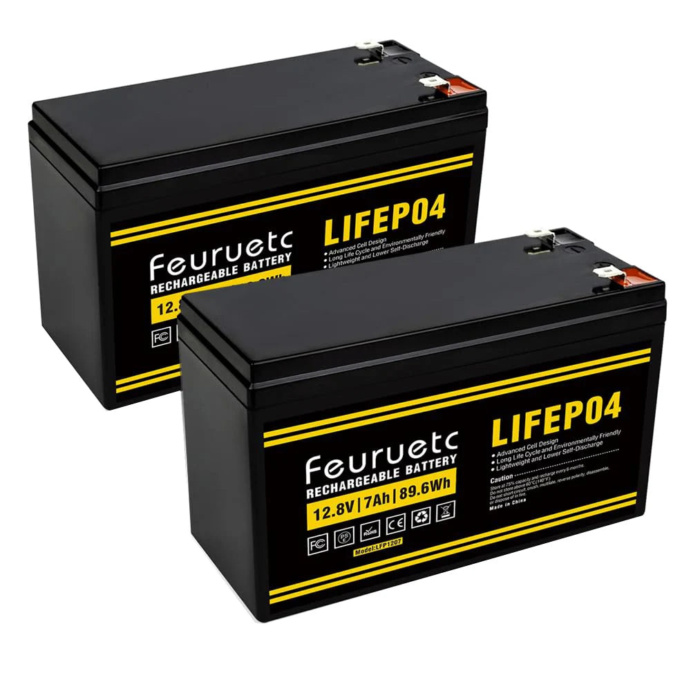 1-2PCS 12V 7Ah LiFePO4 Lithium Iron Battery,2000+ Deep Cycle Rechargeable Battery, Built-in BMS for Solar Powar, Lighting