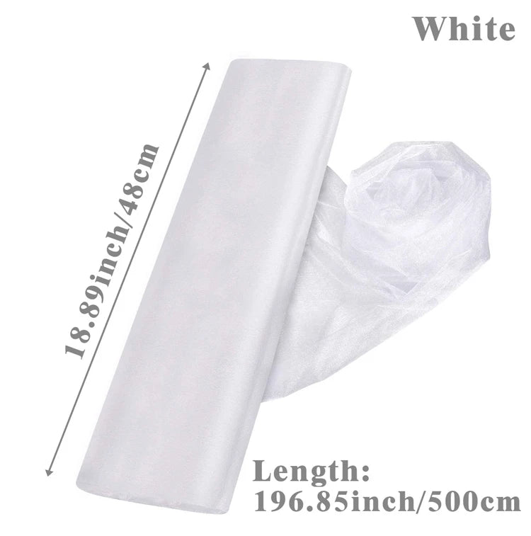 5/10M Sheer Crystal Wedding Tulle Roll Organza Fabric For Wedding Birthday Party Backdrop Decor DIY Wedding Organza Chair Sashes
