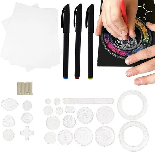 Kit Seni Lingkaran Pembaris Bulatan Jelas Untuk Melukis Aksesori Kraf Seni Kanak-kanak Untuk Kanak-kanak Pelajar Remaja Alat Untuk Membuat Kad