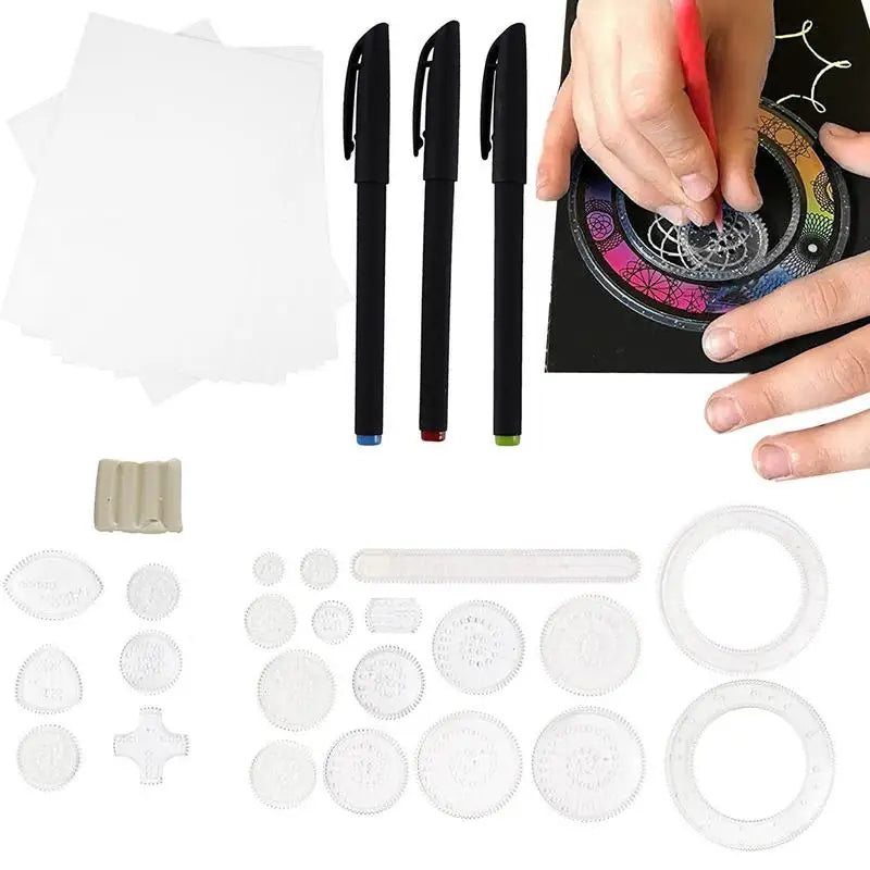 Kit Seni Lingkaran Pembaris Bulatan Jelas Untuk Melukis Aksesori Kraf Seni Kanak-kanak Untuk Kanak-kanak Pelajar Remaja Alat Untuk Membuat Kad