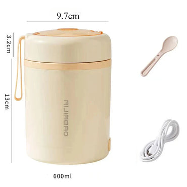 600ML USB Electric Heating Lunch Box Portable Picnic Milk Drink  Food Heater Stainless Steel Food Warmer Container 5V 12V 24V