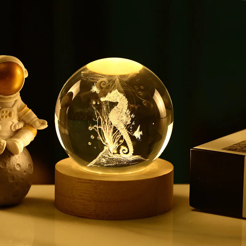 Bola Kristal 3D Kreatif Planet Galaksi Glob Kaca Bola Kristal Bulan Hiasan Desktop Tepi Katil Hiasan Rumah Hadiah Perhiasan Rumah
