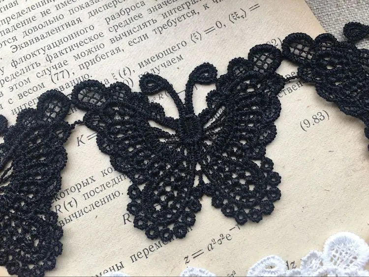1Yards 9.3CM Lebar Putih Hitam Sulaman Renda Guipure Leaf Renda Reben Kemasan Kain Renda Bunga Untuk Menjahit Reben
