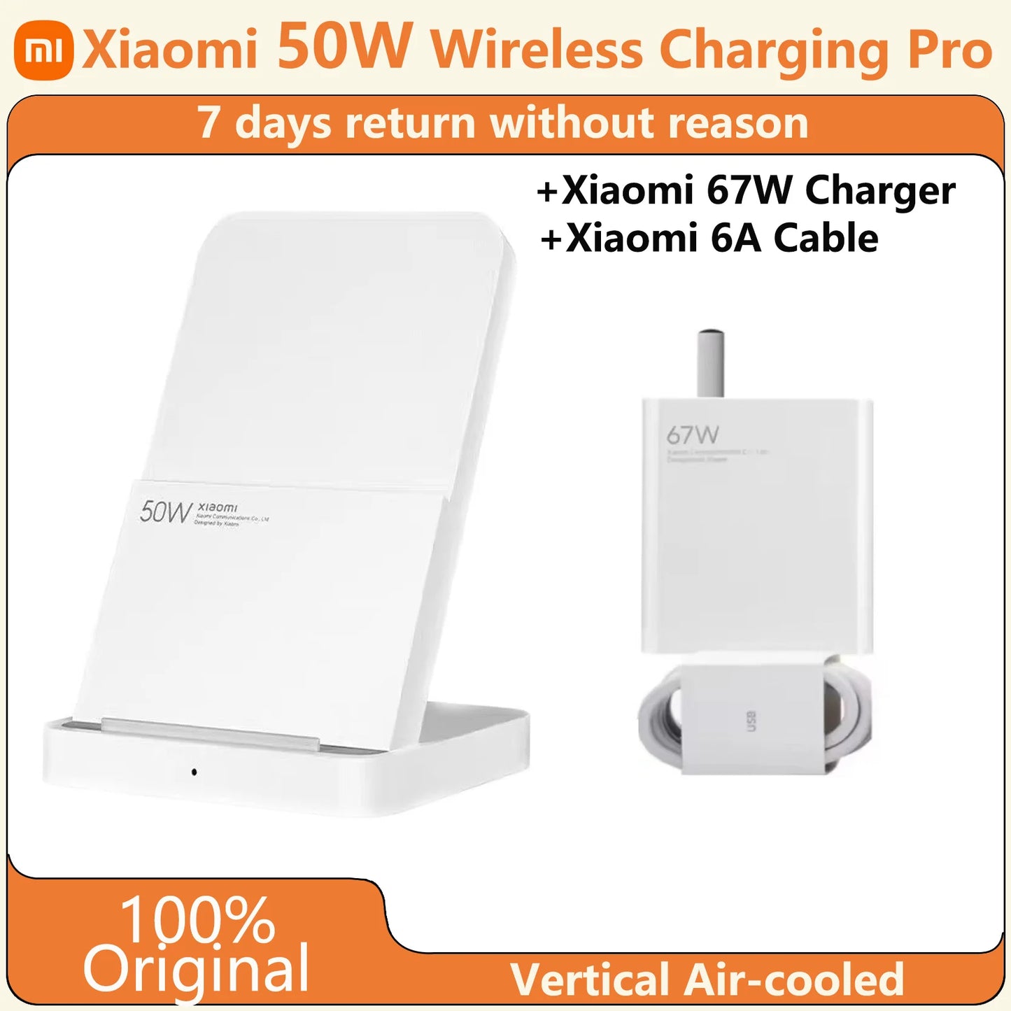 Xiaomi 50W Pro Asli Xiaomi 50W Pro Menegak Pengecasan Wayarles Penyejukan Udara Cepat Pengecasan Cepat Stand untuk Xiaomi 14/13/12S Ultra/10 Baharu
