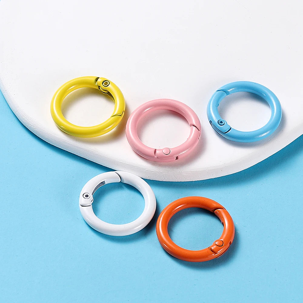5Pcs/Lot 21 Colors Metal O Ring Spring Clasp Openable Round Carabiner Keychain Clips Hook Dog Chain DIY Jewelry Buckle Connector