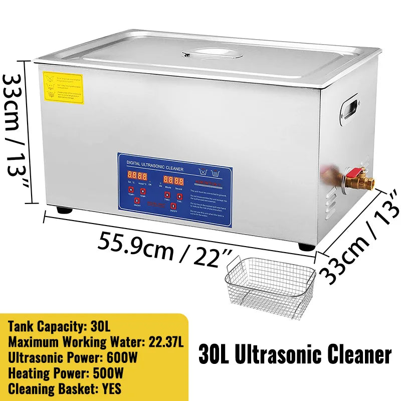 VEVOR 1.3L 2L 3L 6L 10L 15L 22L 30L Pembersih Ultrasonik Lave-Pinggan Pinggan Mudah Alih Mesin Basuh Pencuci Pecah Ultrasound Peralatan Rumah