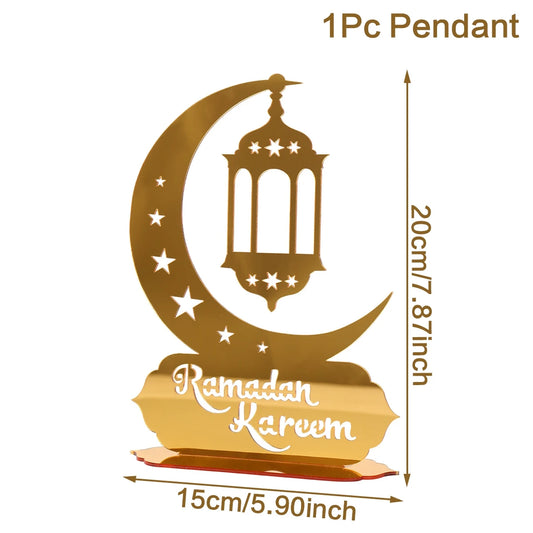 Ramadan Mubarak Acrylic Ornaments Ramadan Kareem Decoration 2024 Eid Mubarak Islamic Muslim Party Decor Eid Al-Fitr Supplies