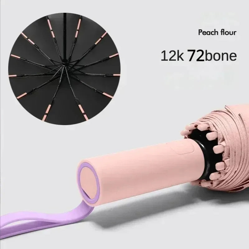 Super Strong Windproof Automatic Folding Men Umbrella, 72 Bone Reinforced, Large Rainproof Sun UV Protection Umbrellas Women