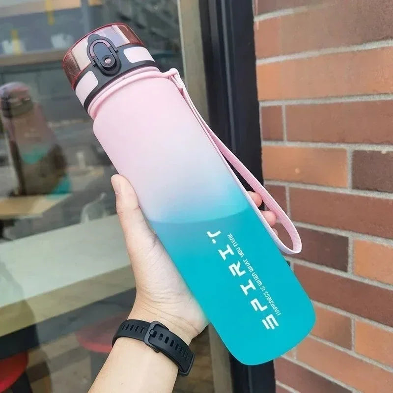 500/1000ML Sports Water Bottle Large Capacity Leak Proof Colorful Plastic Cup Portable Outdoor Travel Gym Fitness Jugs Drinkware