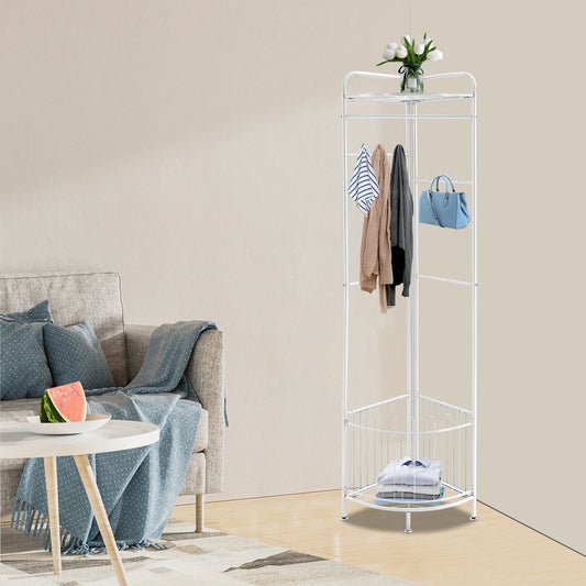 Pokok Dewan Sudut CNCEST dengan Bangku Kasut Pintu Masuk Rak Baju Retro Hitam Berdiri Bebas Rak Penyusun Rak Kasut