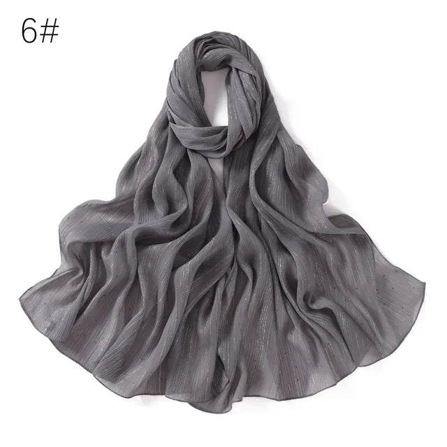 Selendang Lurex Biasa Selendang Berkilauan Berkilauan Wanita Muslimah Hijab Wanita Berkualiti Tinggi Bungkus Mencuri Kedutan Rhinestone Scarves Stoles