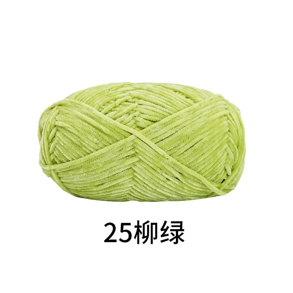 40g/roll 2mm Lustre Chenille Yarn DIY Hand Crochet Dolls Shoes Materials For Hand Knitting Thin Pleuche Wool Rope