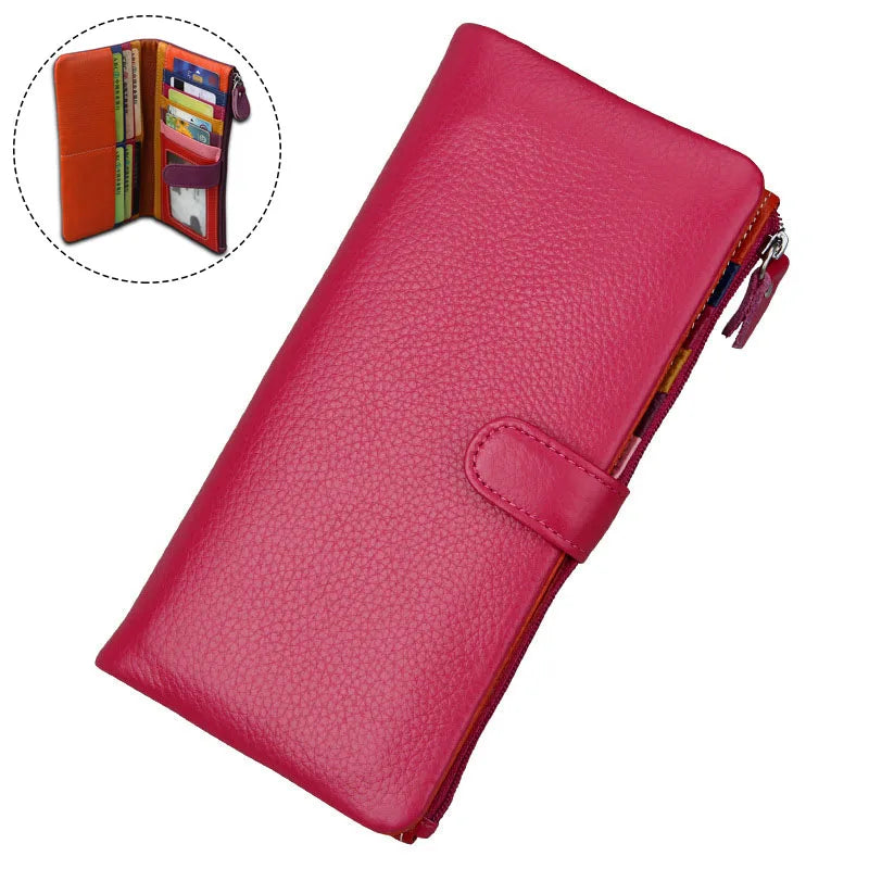 Dompet Wanita Panjang Kulit Tulen Dompet Wanita Zip Dompet Syiling Wanita Berkapasiti Besar Beg Telefon Pemegang Kad Mewah Dompet Wang