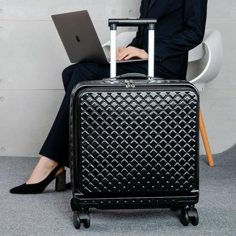 18 inch Trolley luggage travel suitcase Business cabin rolling luggage carry ons case with laptop bag spinner wheels box fashion