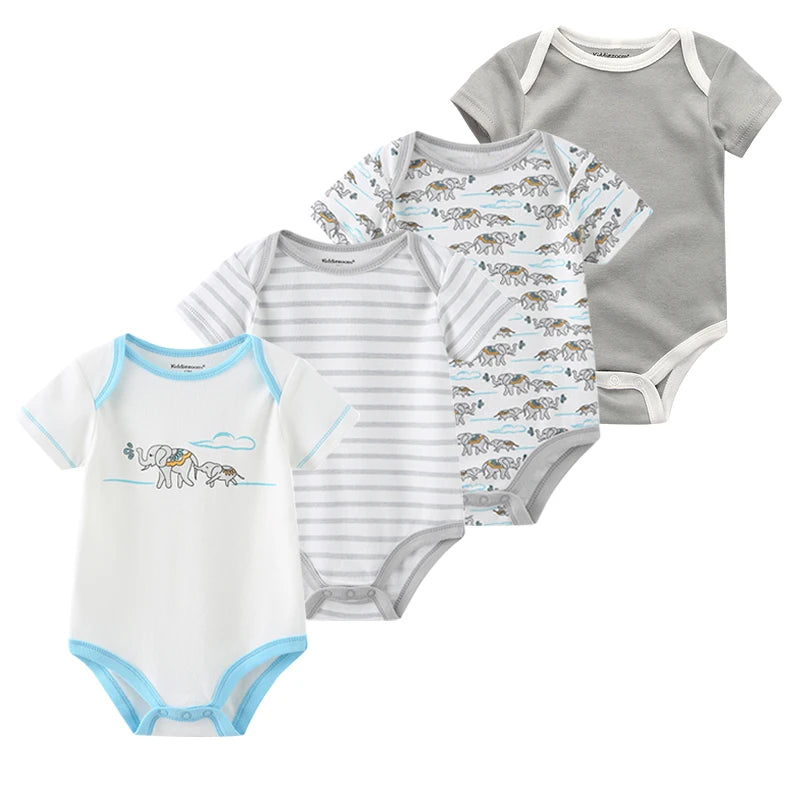 1/4Pcs Newborn Bodysuit Baby Boy Short Sleeve Jumpsuit Cartoon Print Toddler Girl Cotton Clothes 0-12Month Infant Romper Outfits